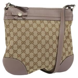 GUCCI GG Canvas Web Sherry Line Mayfair Bag Beige Gold 257065 Auth 158808